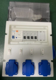 What are the settings for temporary electrical equipment in the distribution box?